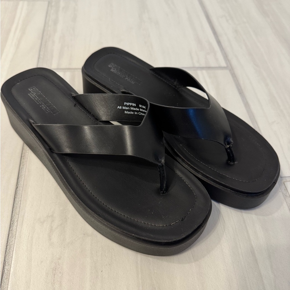 Black “Leather” Platform Sandals